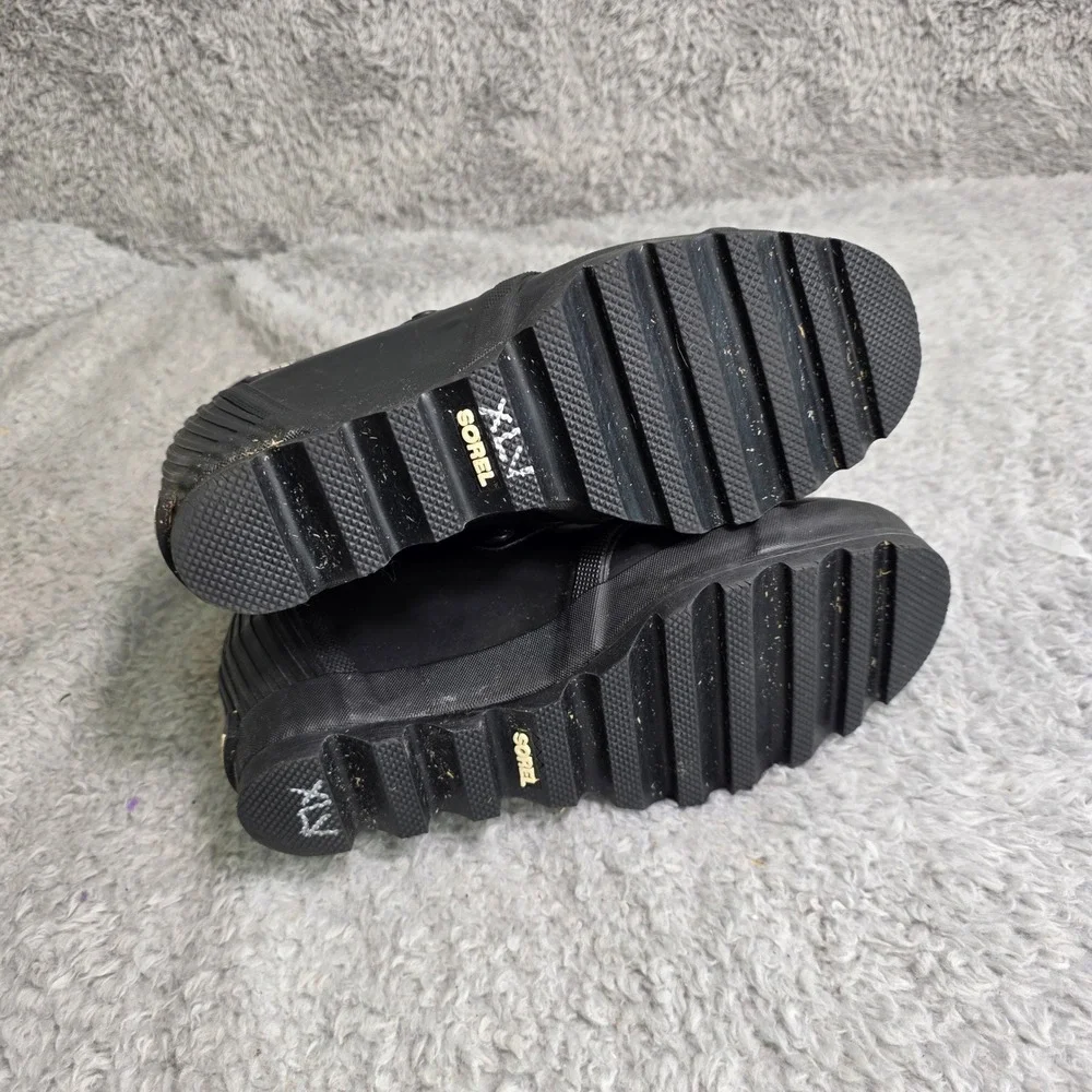 Sorel‎ Medina IV Wedge Rain Boot Black Rubber Combat Goth Snow Women 8.5